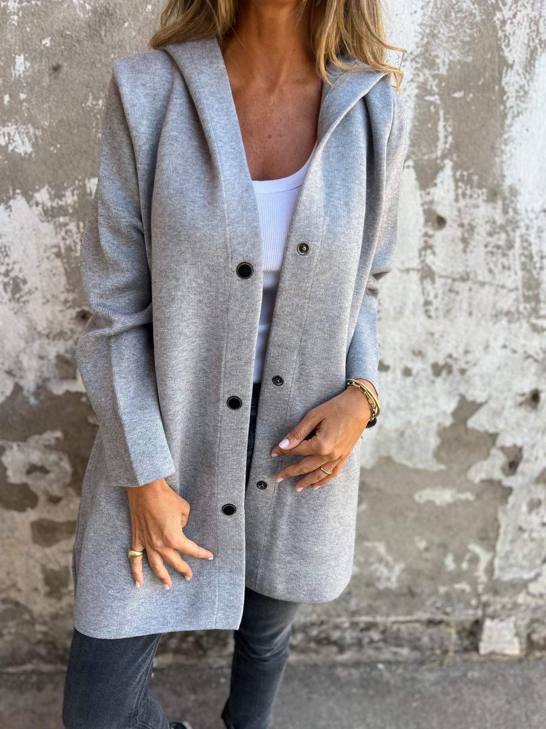 Grace | Button Cardigan with Hood