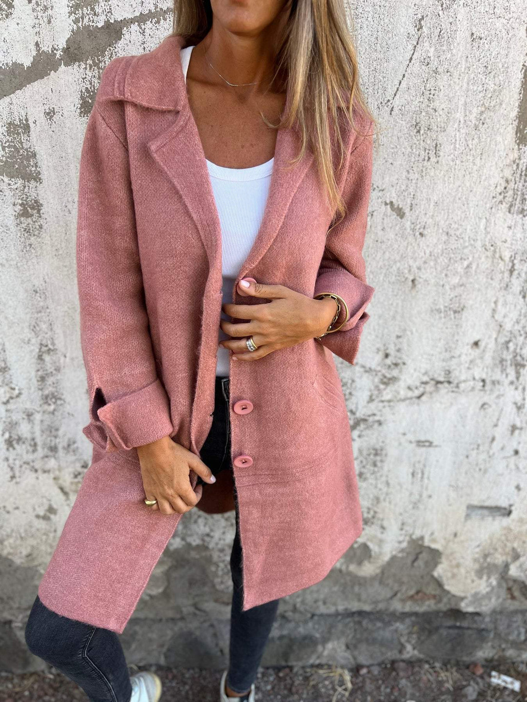 Jill | Casual long coat with lapels